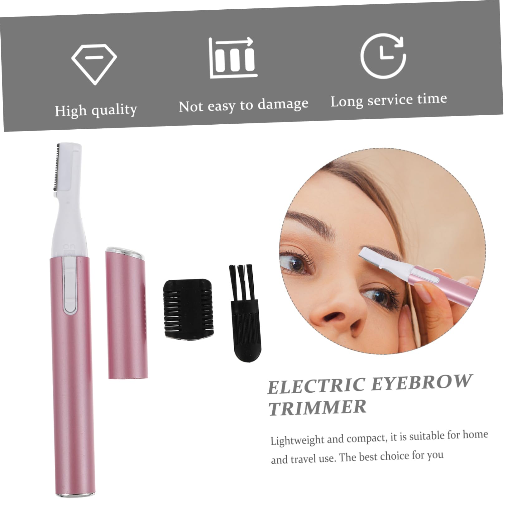 NOLITOY Electric Eyebrow Trimmer & Shaver - Painless Hair Removal for Eyebrows, Face, Body & Nose - Portable Epilator for Women & Men - Rechargeable Aluminum Pink Grooming Tool - Perfect for Travel, Home & Salon Use