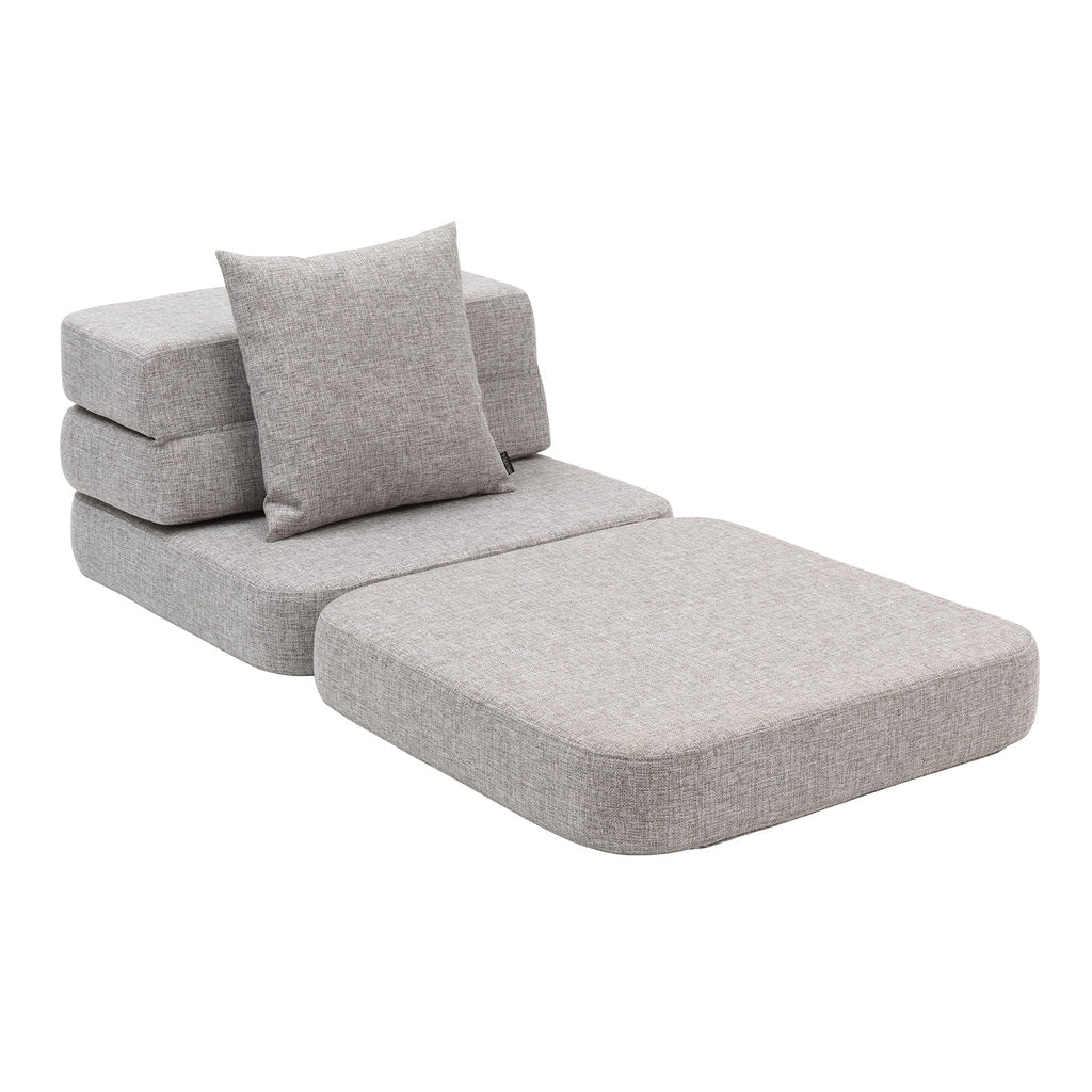 KlipKlap KK 3-Fold Sofa Bed - Single Size 36x70x70cm - Blue Grey with Grey Accents - Perfect for Small Spaces, Guest Rooms & Studio Apartments