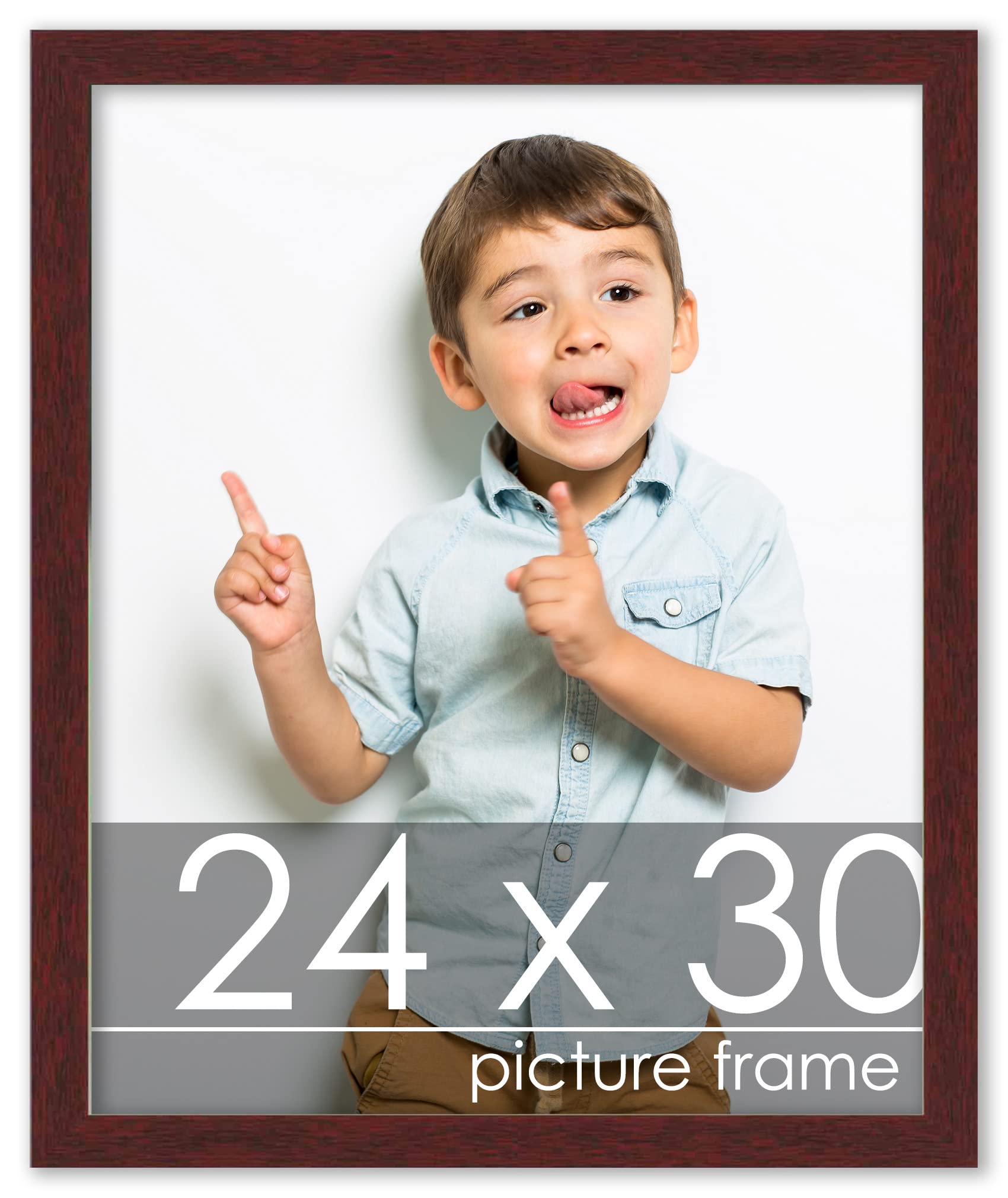 Premium 24x30 Inch Brown Mahogany Solid Pine Wood Picture Frame with UV Protective Acrylic Plexiglass & Foam Backing - Wall Art Display for Home Office Gallery Decor - Perfect for Family Photos, Artwork, Certificates & Diplomas - Ideal for Living Room, Bedroom, Study & Office Wall Decor - Enhance Your Home Aesthetic with Stylish Wall Display