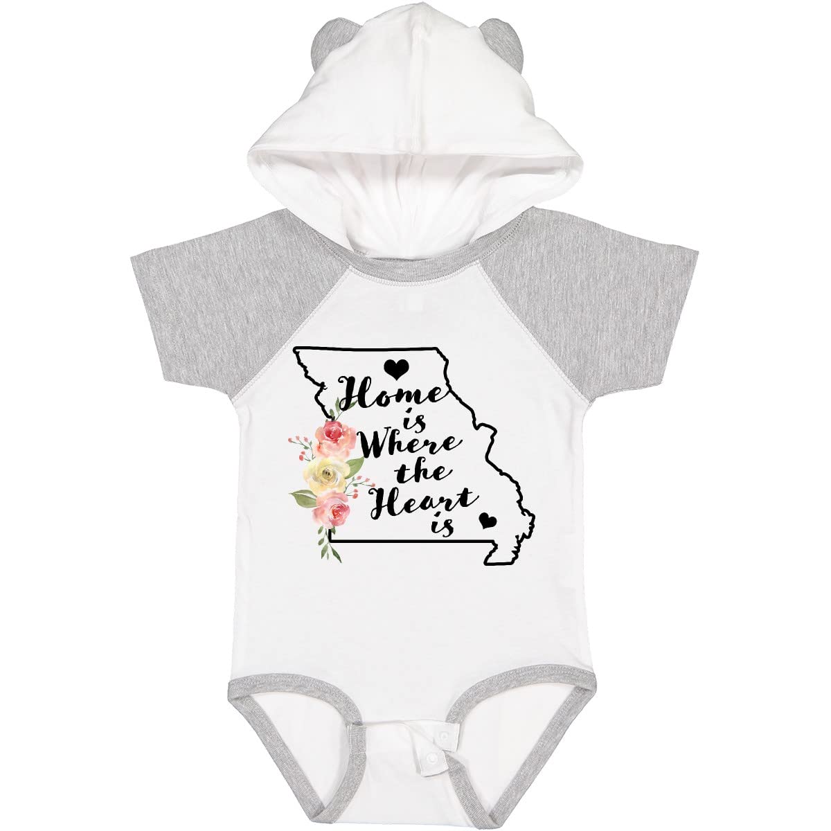 Inktastic Missouri Home is Where The Heart is Watercolor Baby Bodysuit - Soft Cotton Onesie for Newborns, Infants & Toddlers - Perfect for Family Photos, Holidays & Everyday Wear