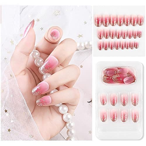 24 PCS Flame Design Short Ballet Cover Nails - Square Tip Detachable Artificial Nails Set for Home Salon & Party Wear (A5) | Perfect for DIY Manicures, Bridal Events & Special Occasions