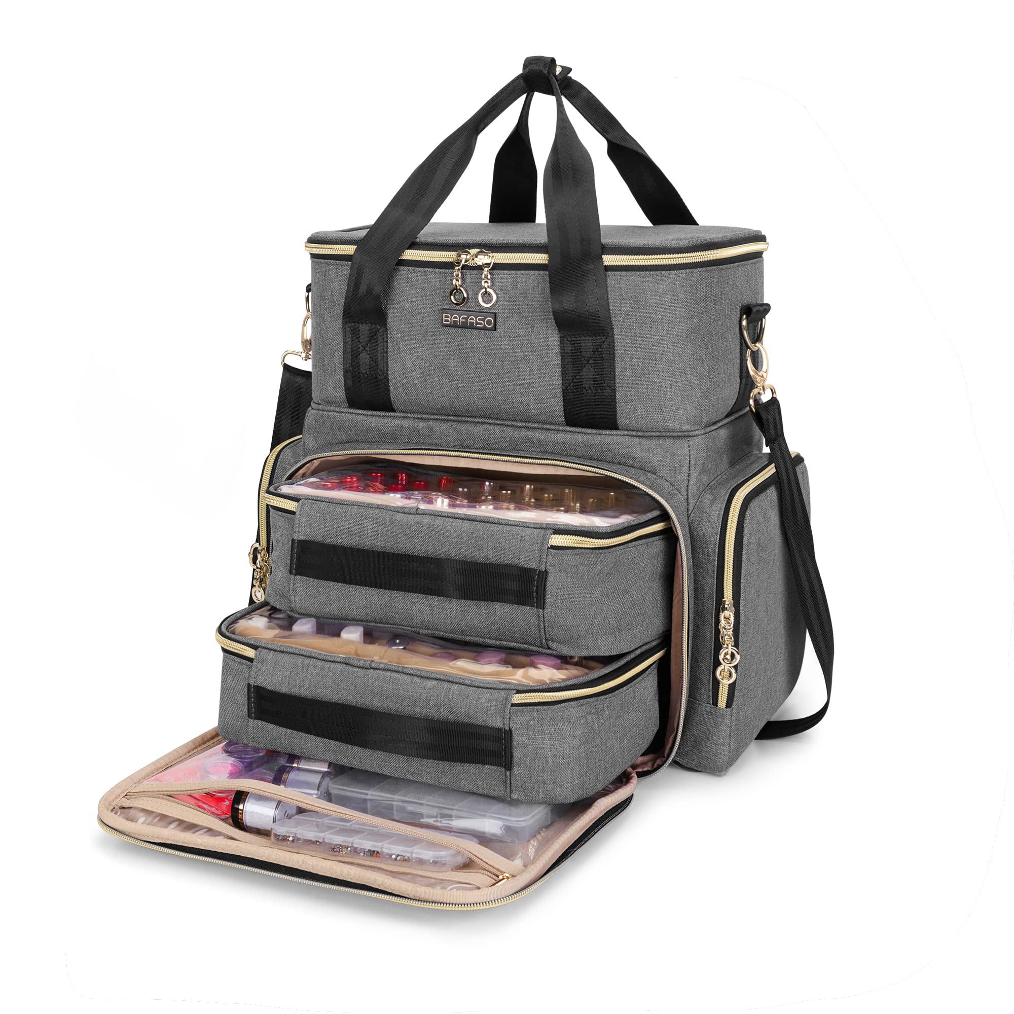 BAFASO Double Layer Nail Polish Organizer - Holds 70 Bottles & Tools for Salon & Home Use