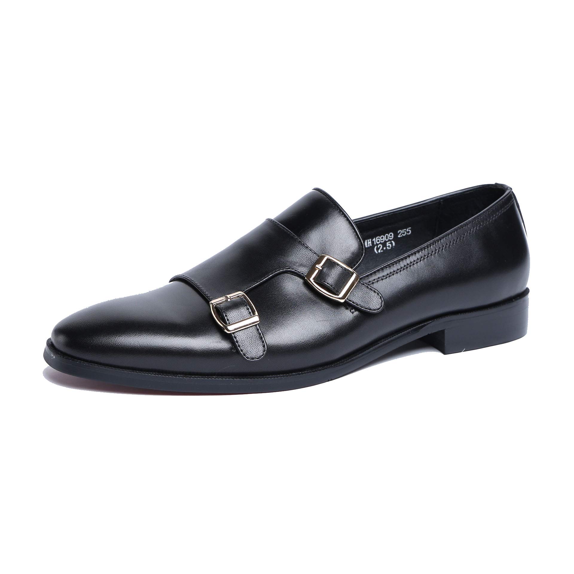 Men's Dress Shoes - Formal Leather Monk Strap Business Shoes for Wedding, Banquet & Office - Single Buckle Pointed Toe Oxfords - Black Size 38/UK 5.5/US 6.5 - Perfect for Business Meetings, Cocktail Parties & Special Occasions