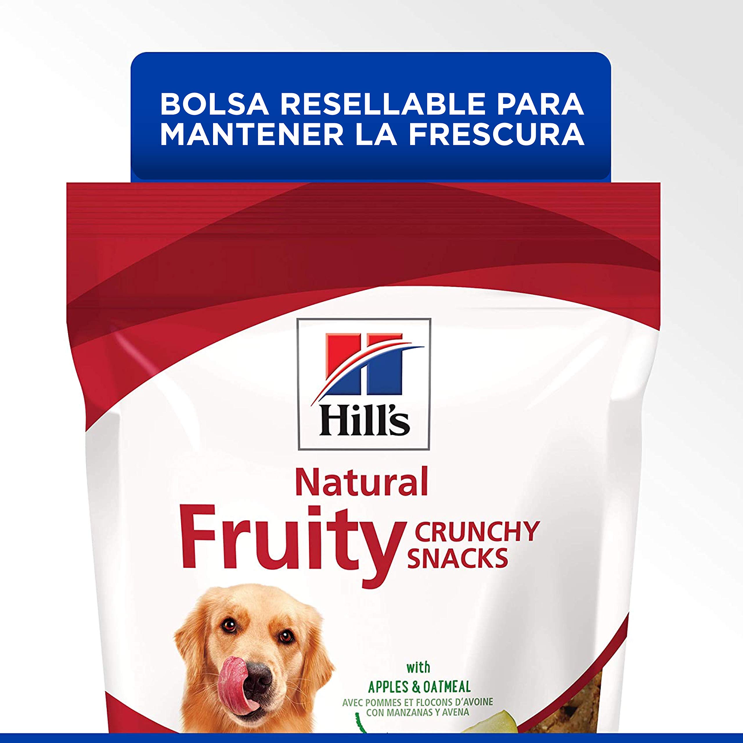 Hill's Natural Fruity Crunchy Dog Treats with Apples & Oatmeal - Healthy Snacks for All Life Stages, 8 oz Bag - Perfect for Training Rewards and On-the-Go Treats
