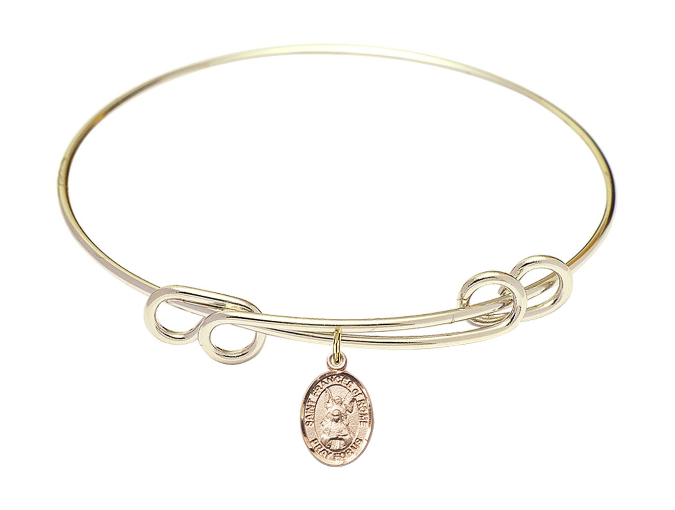 Gold-Filled St. Frances of Rome Round Double Loop Bangle Bracelet - Elegant Religious Jewelry for Women, Perfect for Church, Weddings & Daily Wear