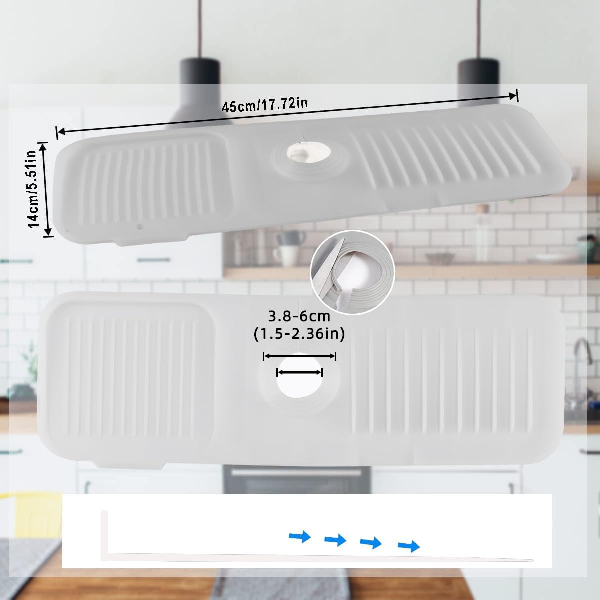 **Silicone Sink Splash Guard - Transparent Faucet Mat for Kitchen & Bathroom | Absorbent, Non-Slip Sink Accessory | Perfect for Dishwashing, Handwashing & Sponge Storage**
