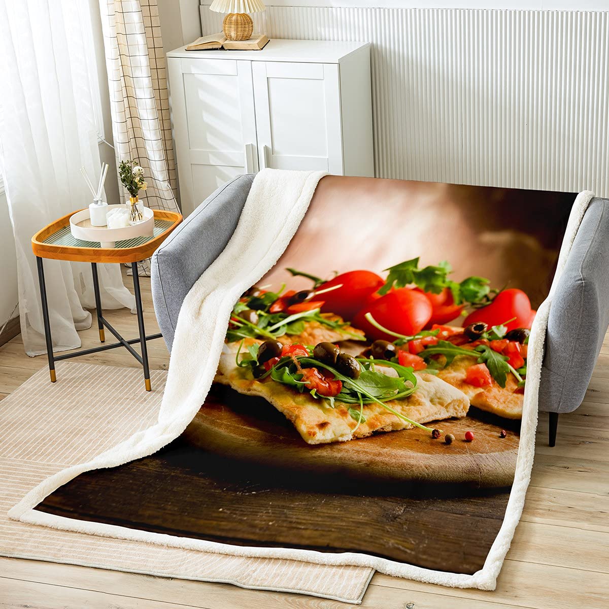 Pizza Pattern Throw Blanket - 30x40 Inch Soft Fast Food Themed Blanket for Kids, Boys & Girls - Cozy Breakfast Blanket for Chair, Office, Nursery & Baby Room - Perfect for Movie Nights, Picnics & Dorm Decor