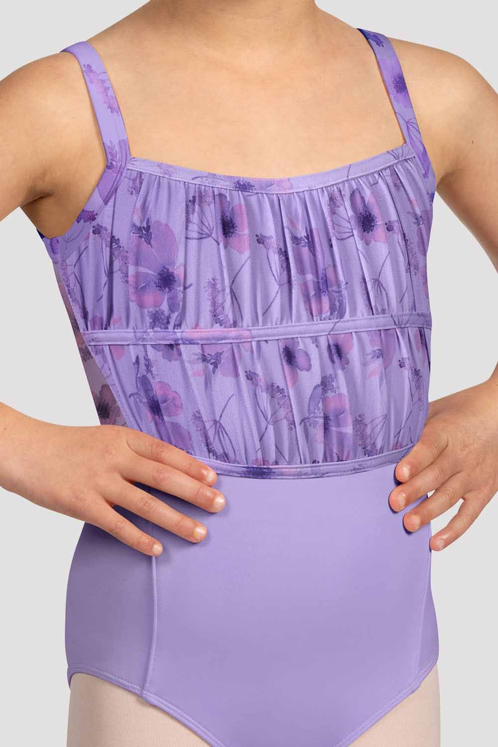 Girls Floral Mesh Back Leotard - Ballet Dance Gymnastics Leotard for Toddler & Kids - Perfect for Ballet Class, Dance Recital & Gymnastics Practice