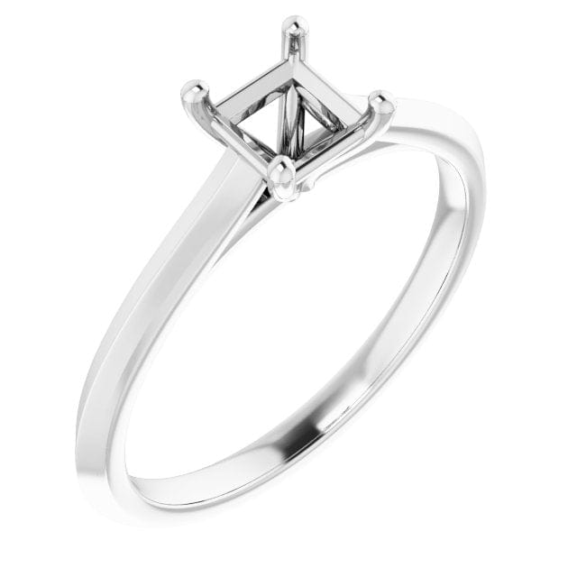 14K White Gold 4.5mm Square Solitaire Engagement Ring Setting - Perfect for Proposals, Weddings & Anniversary Gifts