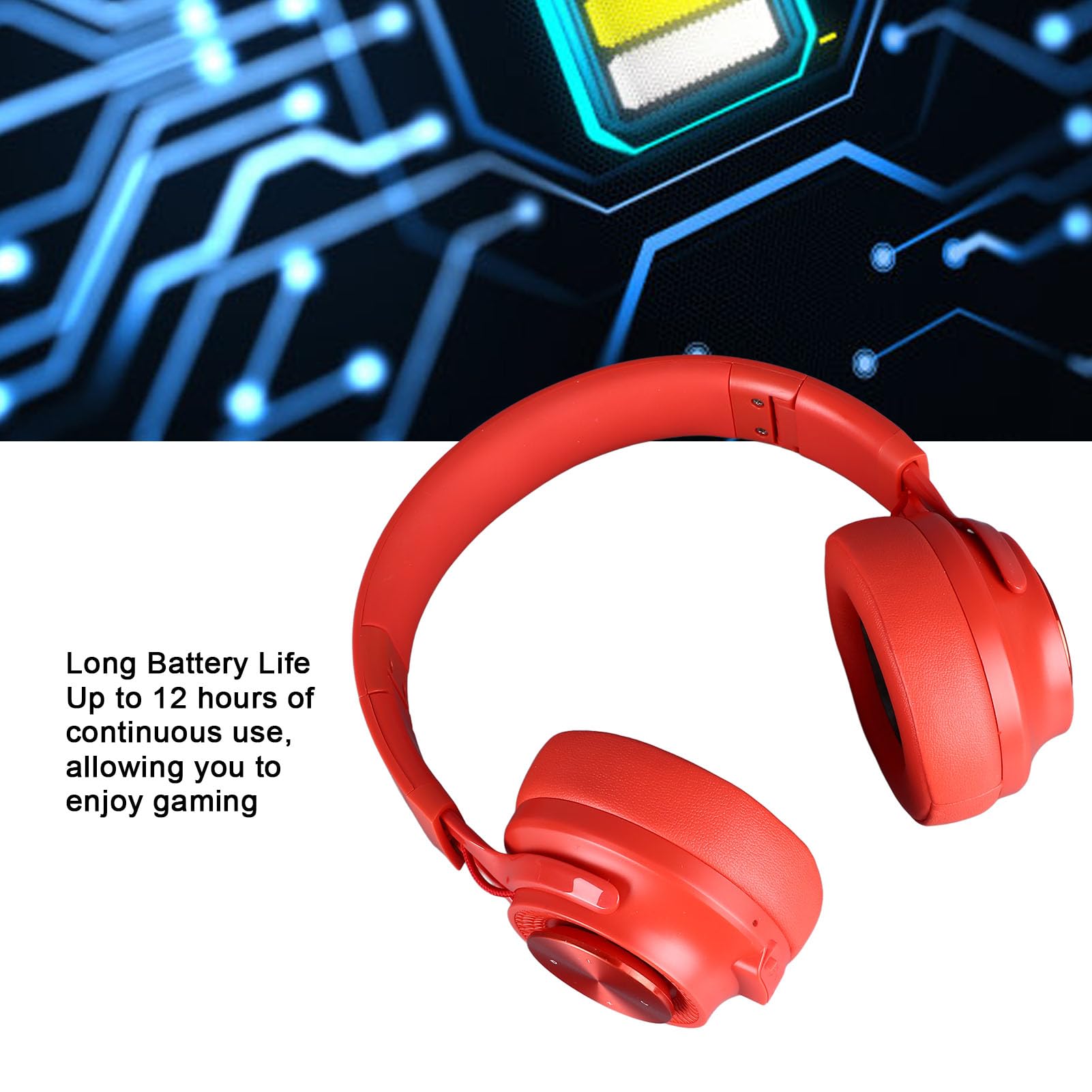 Wireless Gaming Headset with USB Charging & Long Battery Life - Comfortable Over-Ear Design for PC, Tablet, Phone - Perfect for Online Gaming, Work Calls & Music (Red)