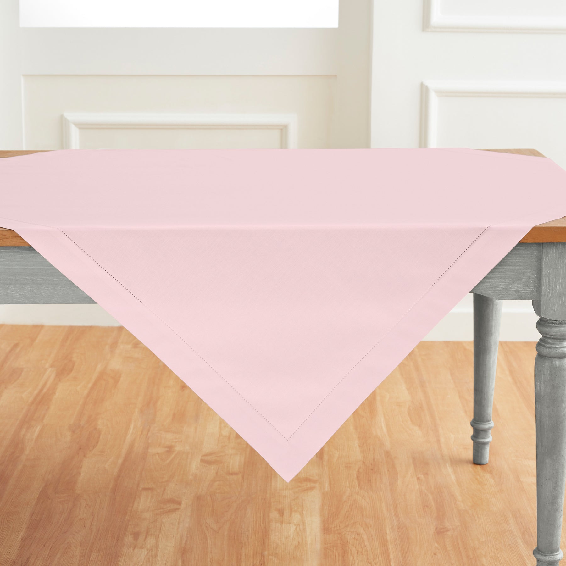 Premium Cotton Linen Hemstitch Table Throw - Elegant Decorative Table Runner for Dining Room, Wedding, Party & Home Decor