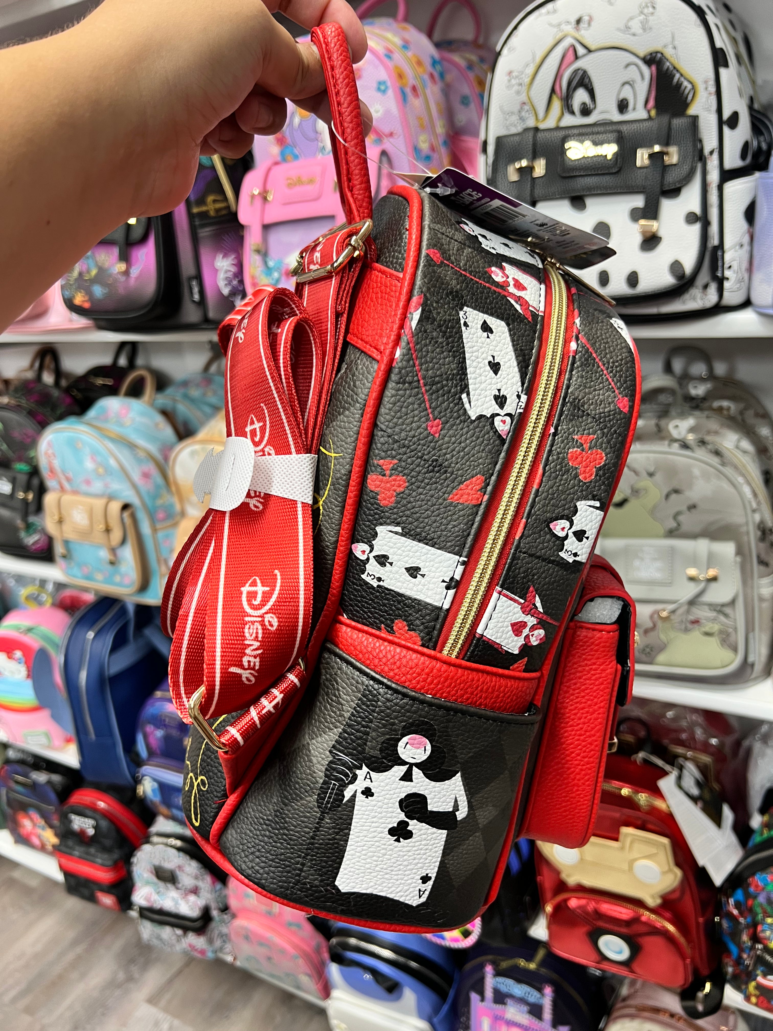 Stylish Queen of Hearts Leather Mini Backpack for Women - Trendy Crossbody Purse for Daily Use, Travel & Cosplay Accessories