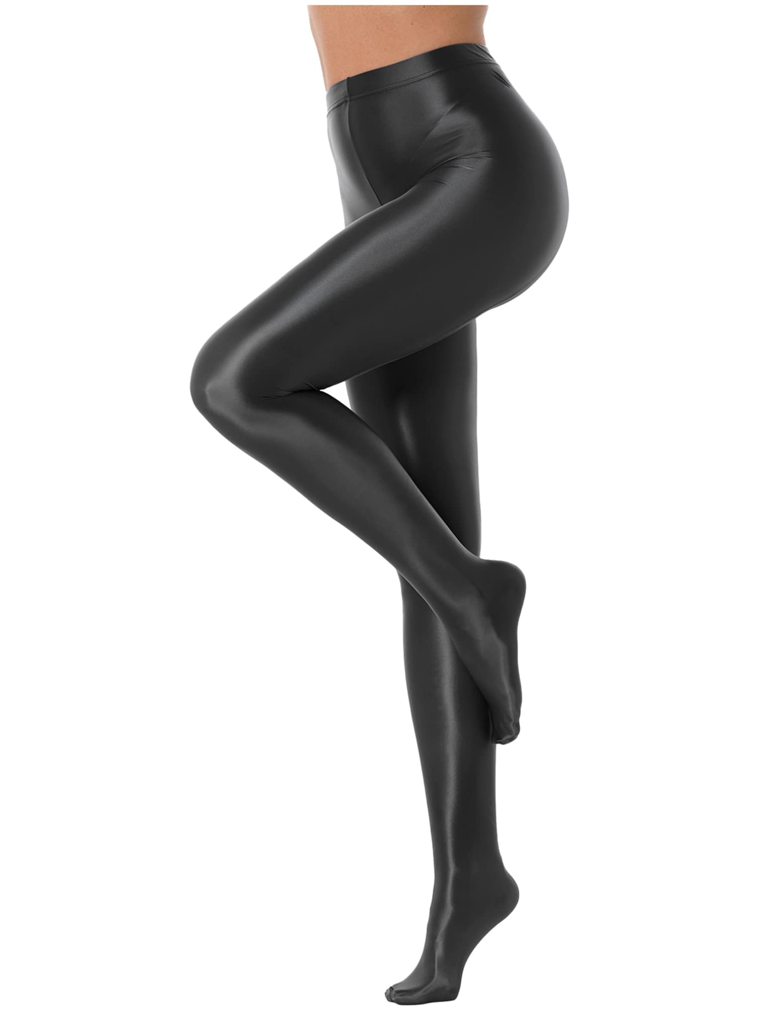 Shiny Oil Glossy Pantyhose for Women - Long Pants Stockings, Workout Running Gym Tight Leggings - Perfect for Yoga, Fitness & Everyday Wear