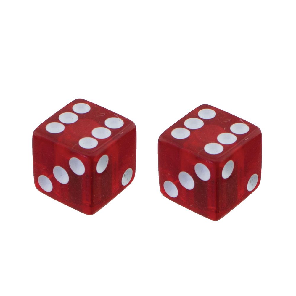 Clear & Red Dice Schrader Valve Caps - Tire Valve Stem Caps for Cars, Bikes, Motorcycles - Fun Gaming Accessories for Car Enthusiasts & Gamers