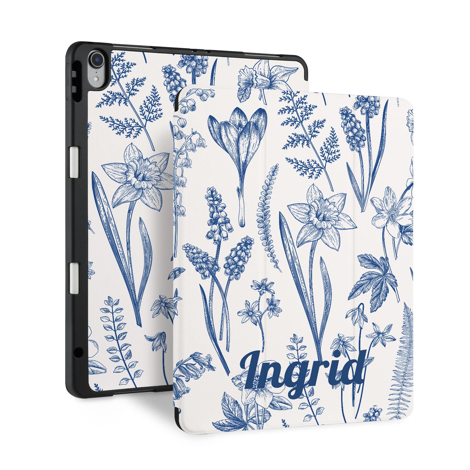 Premium iPad Trifold Case with Floral Design - Slim Protective Cover for iPad Air/Pro, 360° Rotating Stand, Auto Sleep/Wake - Perfect for Work, Travel & Home Use