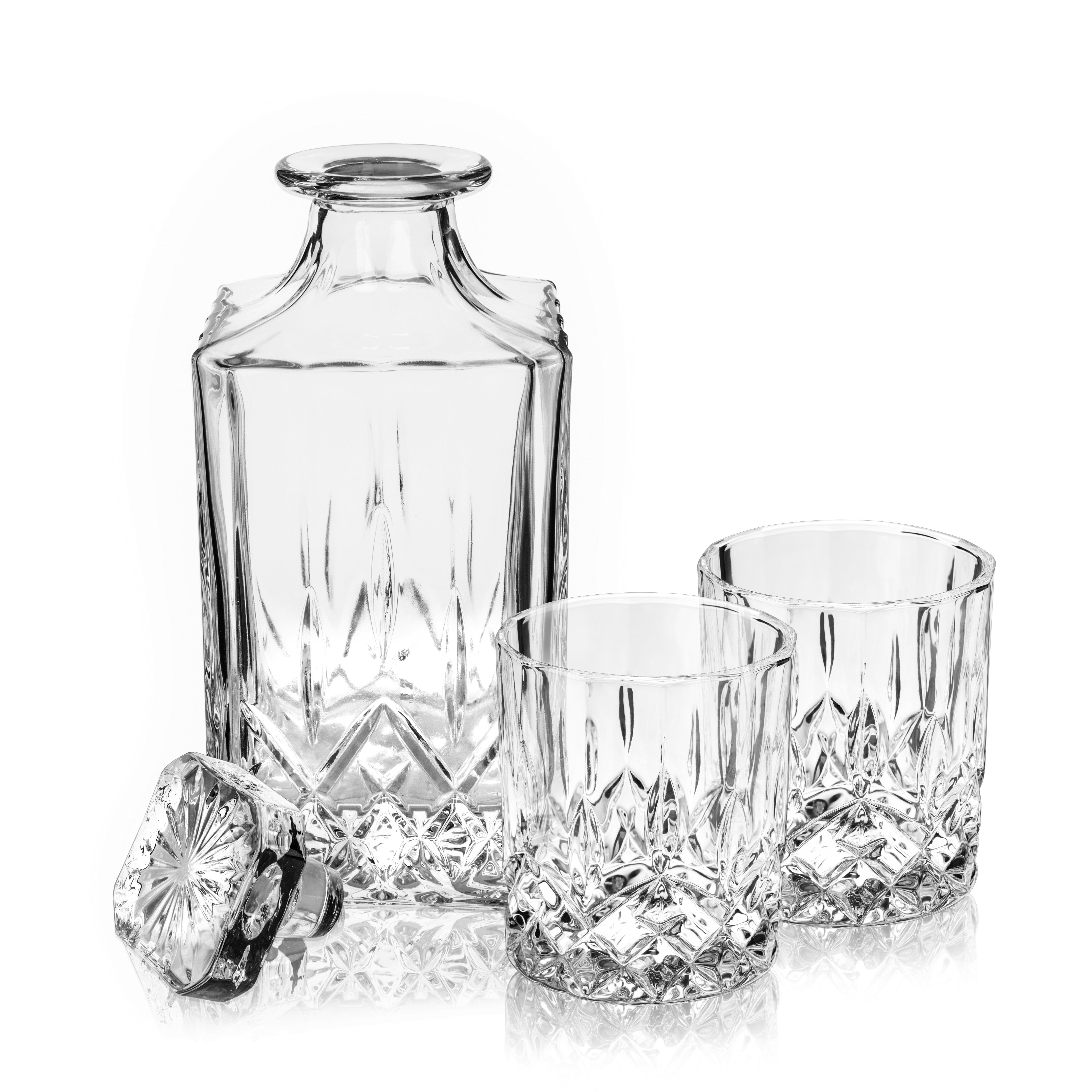 Premium Admiral Crystal Decanter and Whiskey Glass Set - 6 Piece Luxury Barware for Scotch, Bourbon & Wine - Perfect for Home Bars, Gifts & Entertaining