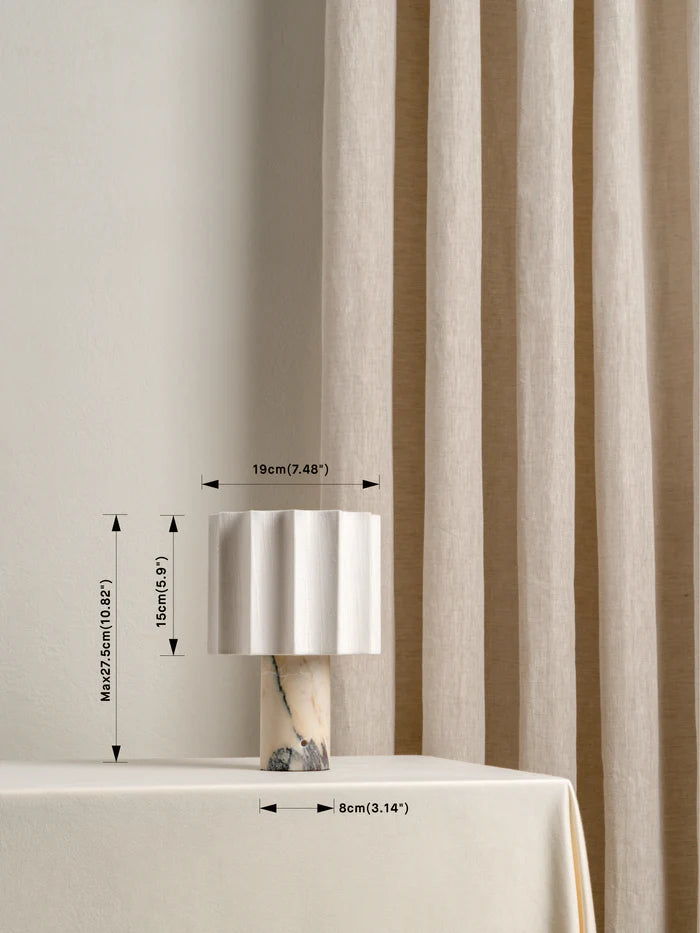 Valli Viola Rechargeable Table Lamp - Calacatta Marble & Linen Design for Bedroom, Living Room, Office | Modern LED Night Light with USB Charging