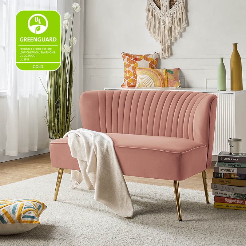 Bariana Velvet Loveseat - Soft & Luxurious Small Couch for Living Room, Bedroom, or Office - Perfect for Cozy Seating & Home Decor