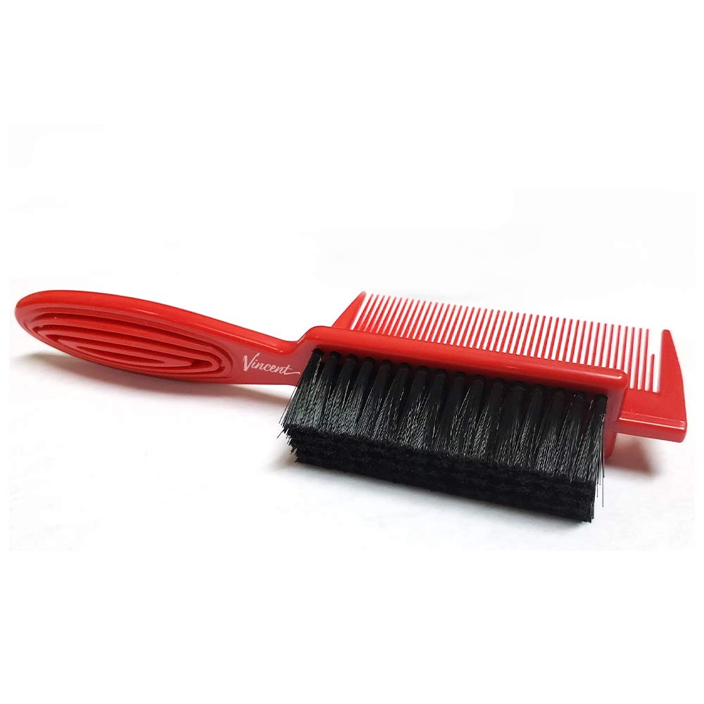 Professional Red Combined Fade Brush for Haircut & Styling - Perfect for Barbers, Salon Professionals & Home Hair Cutting (Barber Tools, Hair Clipper Accessories)