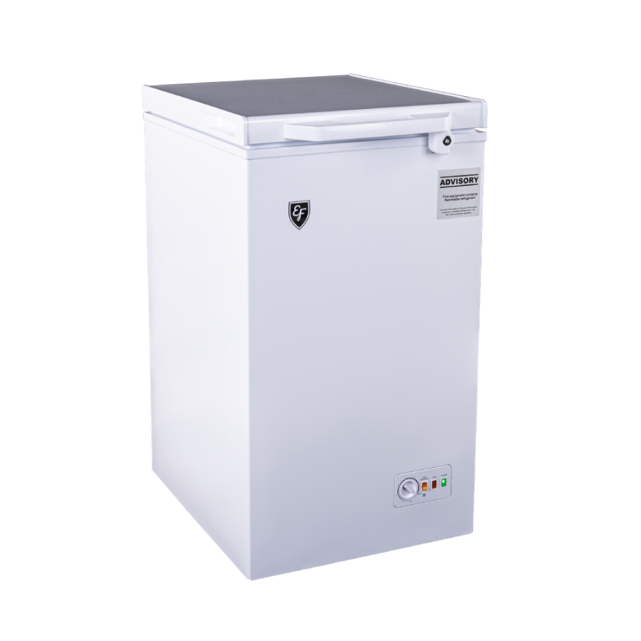 EFCF110W 92L Chest Freezer - Energy Efficient Upright Deep Freezer for Home, Garage & Restaurant Use - Compact Freezer for Frozen Food Storage, Ice Cream & Meat Preservation