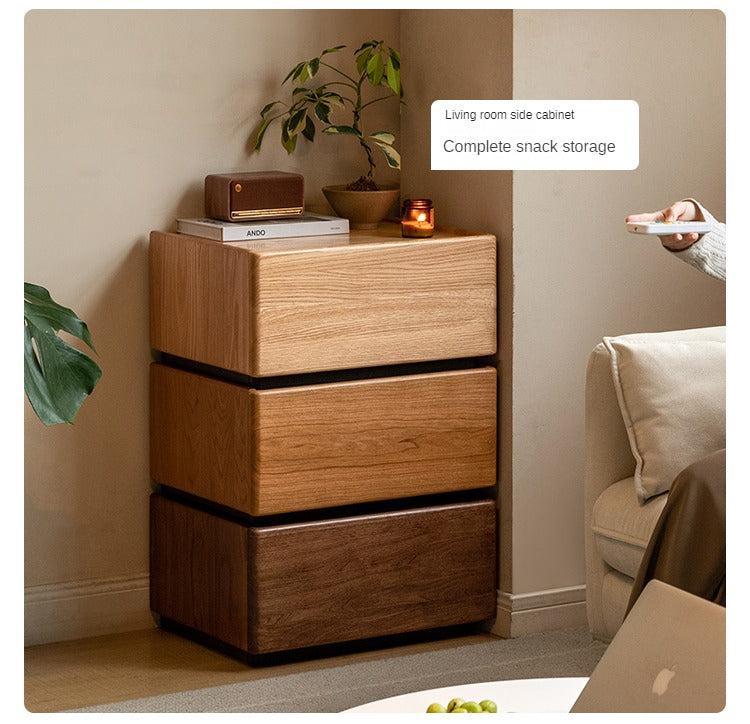 Premium Black Walnut, Cherry & Oak Solid Wood Nightstand with Customizable Storage | Modern Bedside Table for Bedroom, Living Room & Office