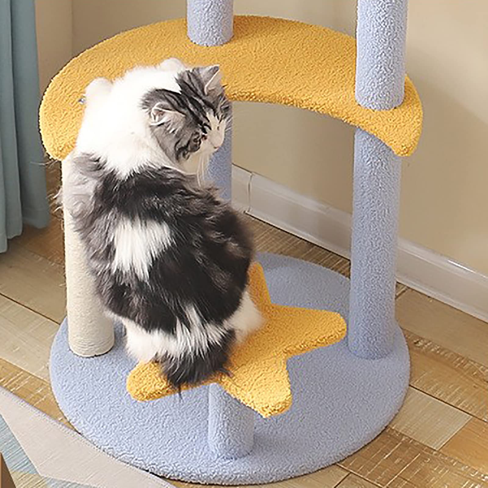 Starry Sky Cat Tree - 4-Level Space Design with 2 Hanging Toys, Multi-Cat Friendly & Soft Plush Covering - Perfect for Indoor Play, Climbing & Napping for Cats