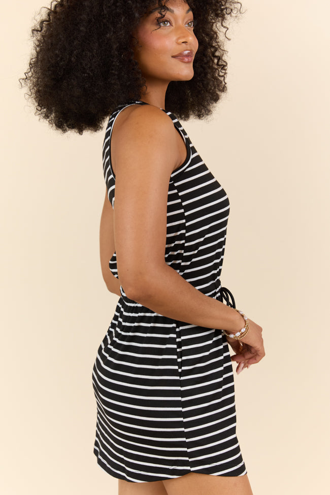Black and White Striped Mini Dress - Casual Sleeveless Summer Dress for Women | Perfect for Beach, Party, and Date Night Outfits