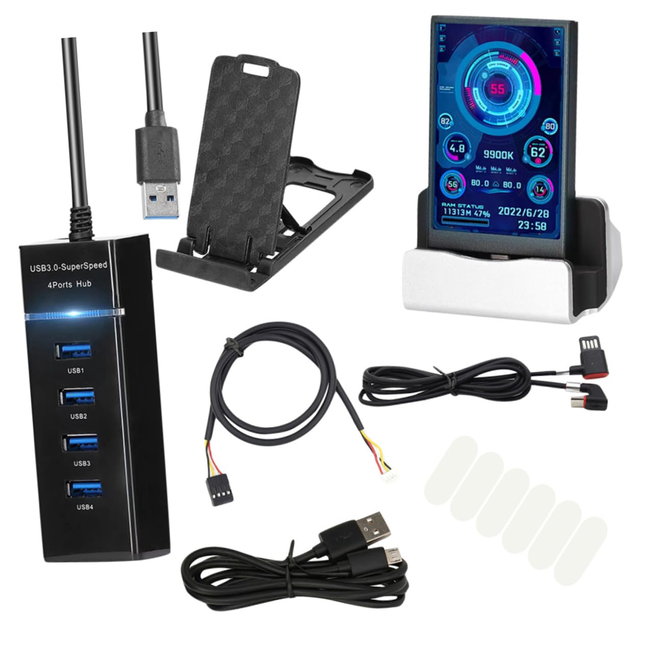 OSALADI Mini USB Secondary Computer Screen - Mini PC Temperature Monitor, GPU Data Display, CPU Case Electronic Accessory | Perfect for Gaming Rigs, Workstations & Home Office Setups