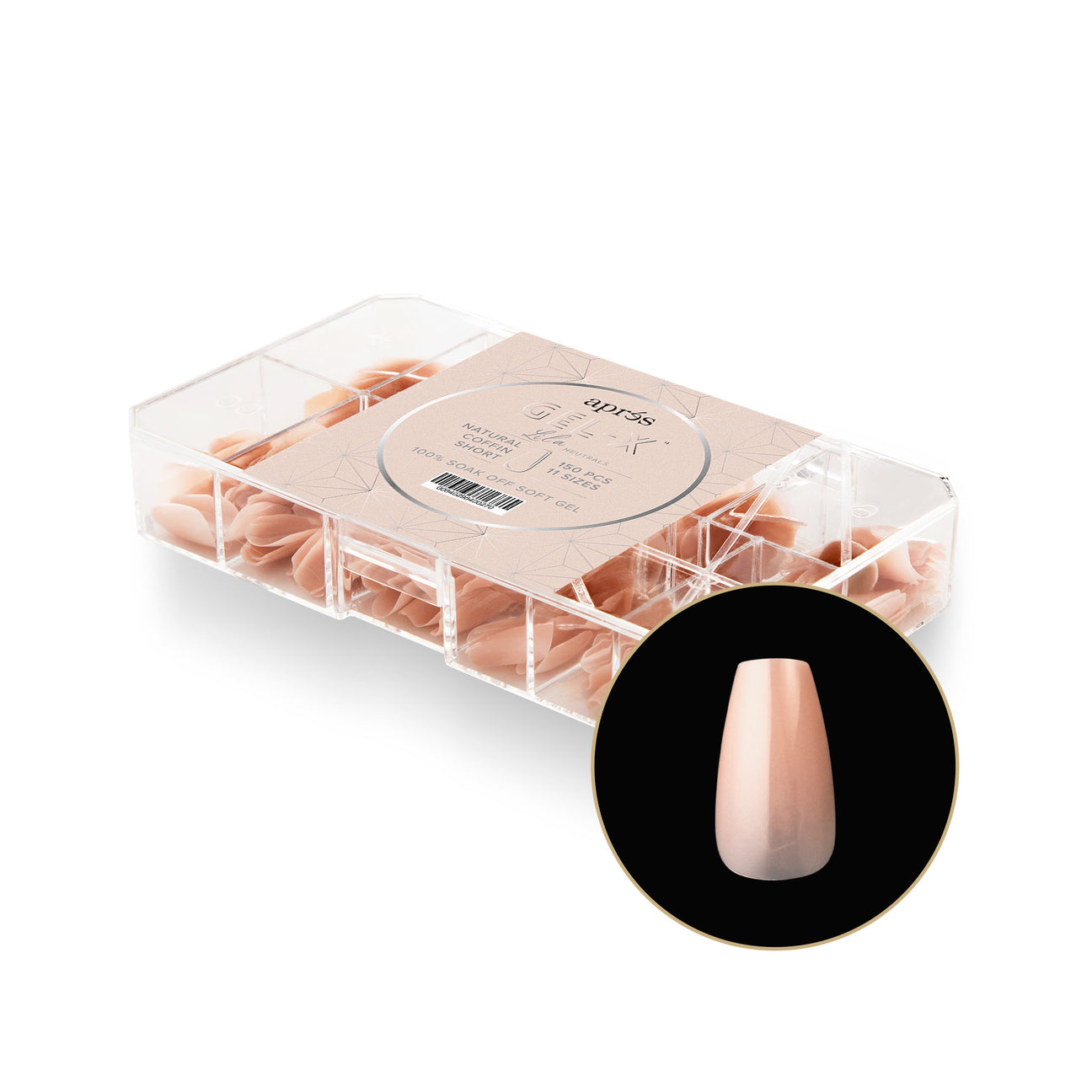 Apres Gel X Tips - Lila Coffin Short Nail Extensions (150 Pcs) | Professional Salon Quality Press-On Nails for Manicure & Pedicure | Perfect for Weddings, Parties & Daily Wear
