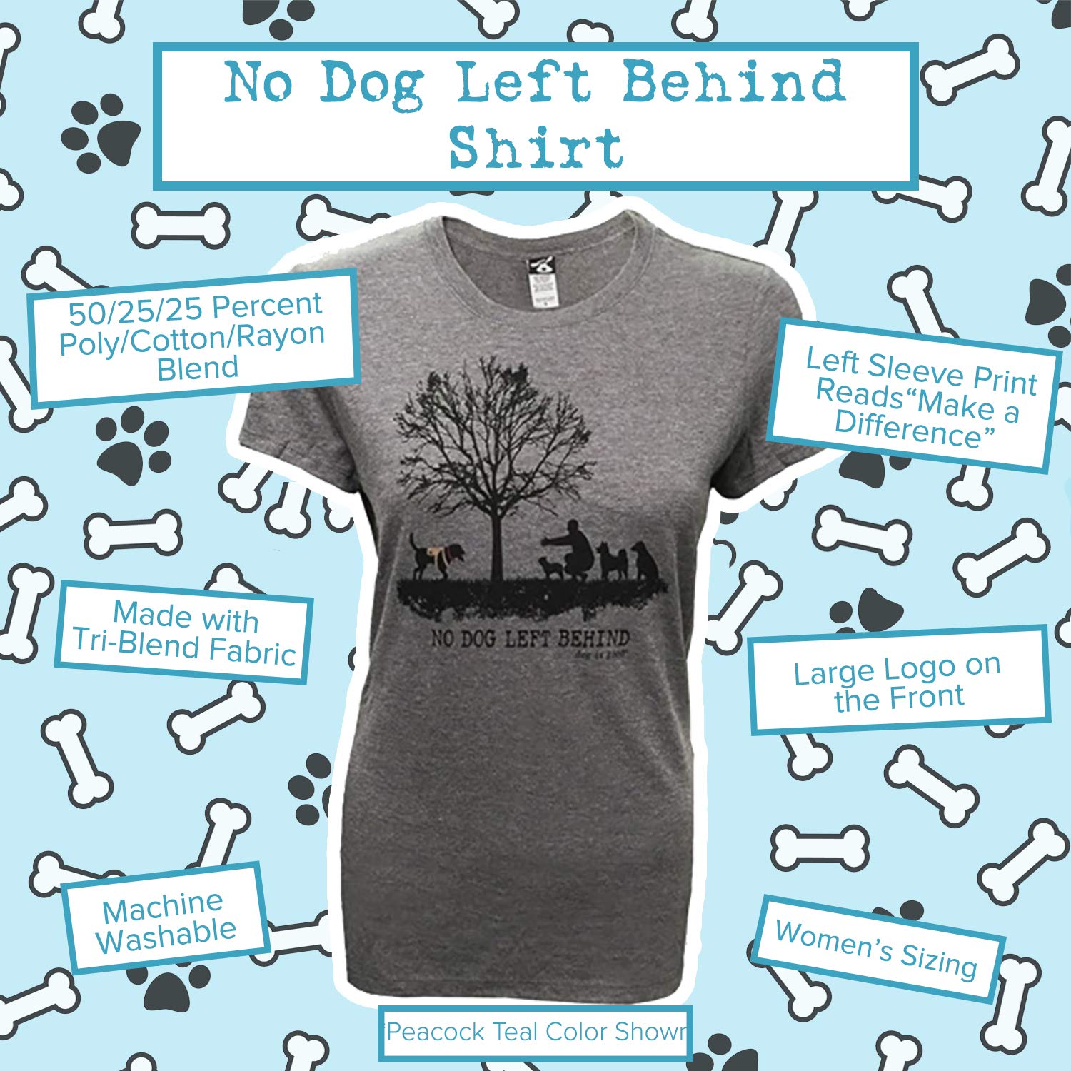 Dog Lover Gift - Premium 'No Dog Left Behind' Women's T-Shirt in Heather Grey | Soft & Comfortable Dog Apparel for Casual Wear, Dog Park Outings & Pet-Friendly Events