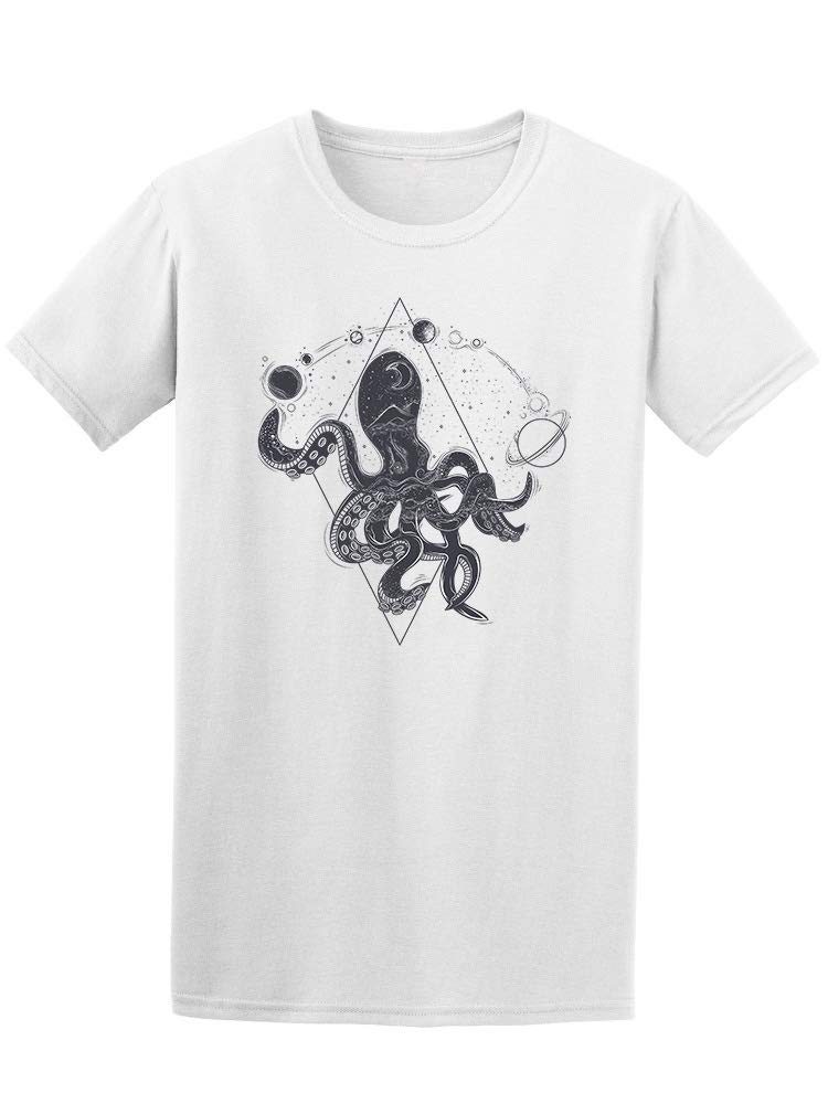 Octopus and Cosmic Planets Graphic T-Shirt for Men - Trendy Space-Themed Casual Tee for Everyday Wear & Gifts