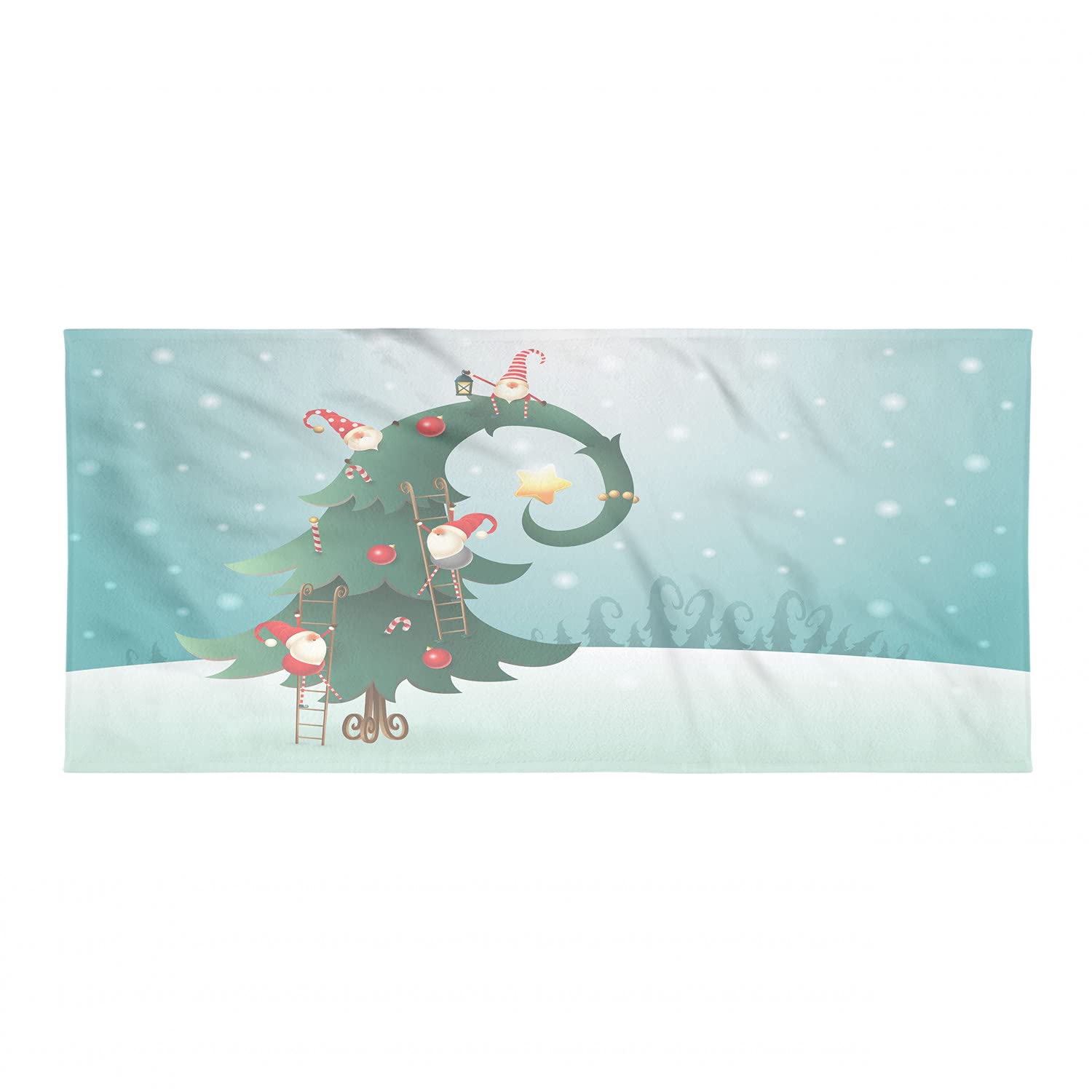 Ambesonne North Pole Backpacking Towel - Quick Dry Soft Absorbent Microfiber for Camping & Hiking - Christmas Tree & Scandinavian Gnomes Winter Scenery Design - Compact Travel Towel for Outdoor Adventures, Beach, Gym and Sports Activities