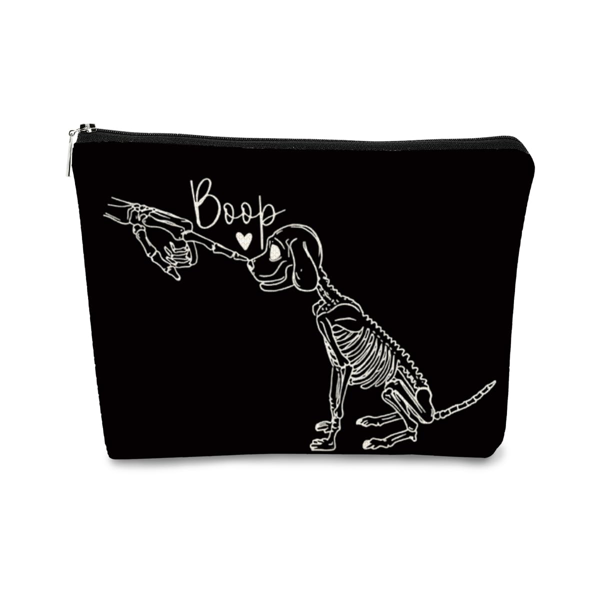 Halloween Dog Makeup Bag - Cute Skeleton Cosmetic Purse for Women, Boo Basket Gift for Dog Lovers, Funny Halloween Accessories for Parties & Trick or Treat