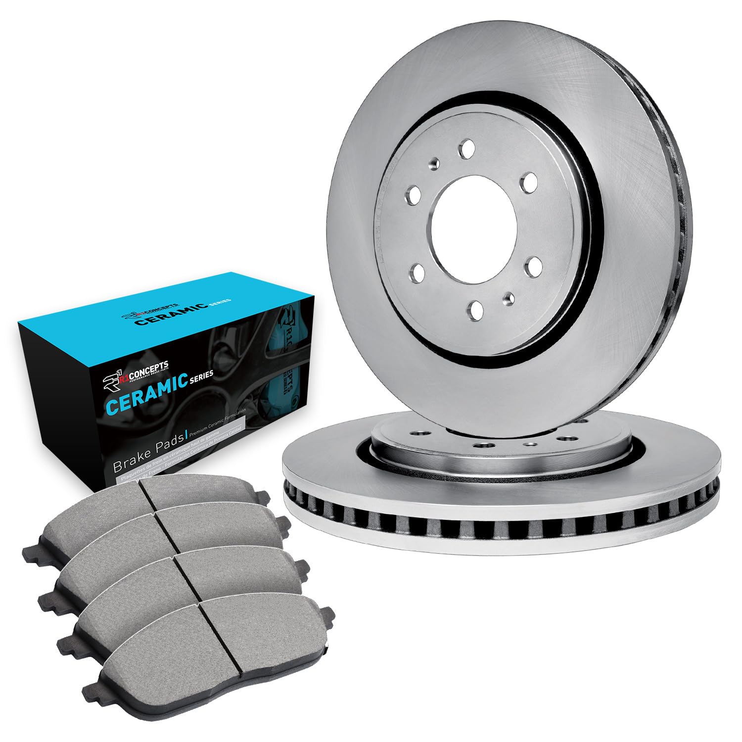 R1 Concepts Premium Ceramic Front Brake Pads and Rotors Kit - Compatible with 1998-1999 Cadillac DeVille | High-Performance Braking System for Smooth Stops & Safe Driving