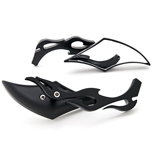 Krator Diamond Twist Custom Black Motorcycle Mirrors for Yamaha V-Max Vmax V Max VMX 1200 - High-Quality Replacement Mirrors for Enhanced Safety and Style on Cruiser Bikes