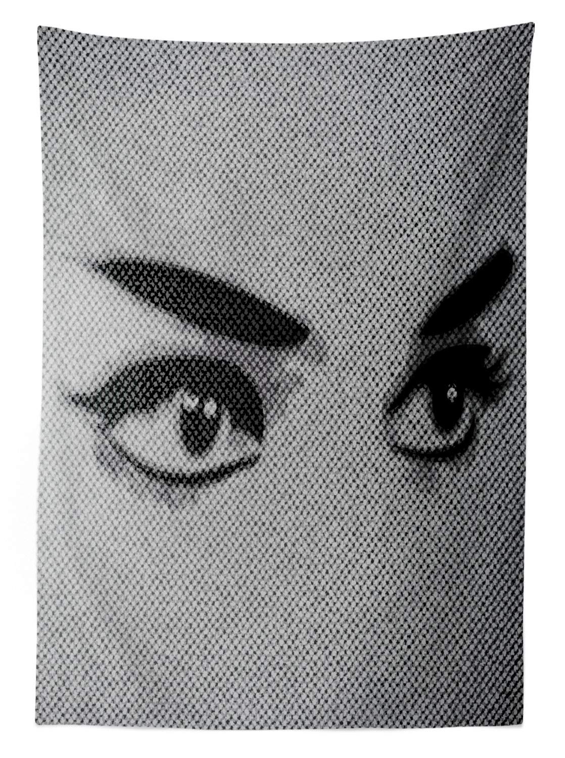 Ambesonne Eyelash Print Outdoor Tablecloth - Denim Texture Monochrome Grunge Design, Washable Picnic Table Cover 58