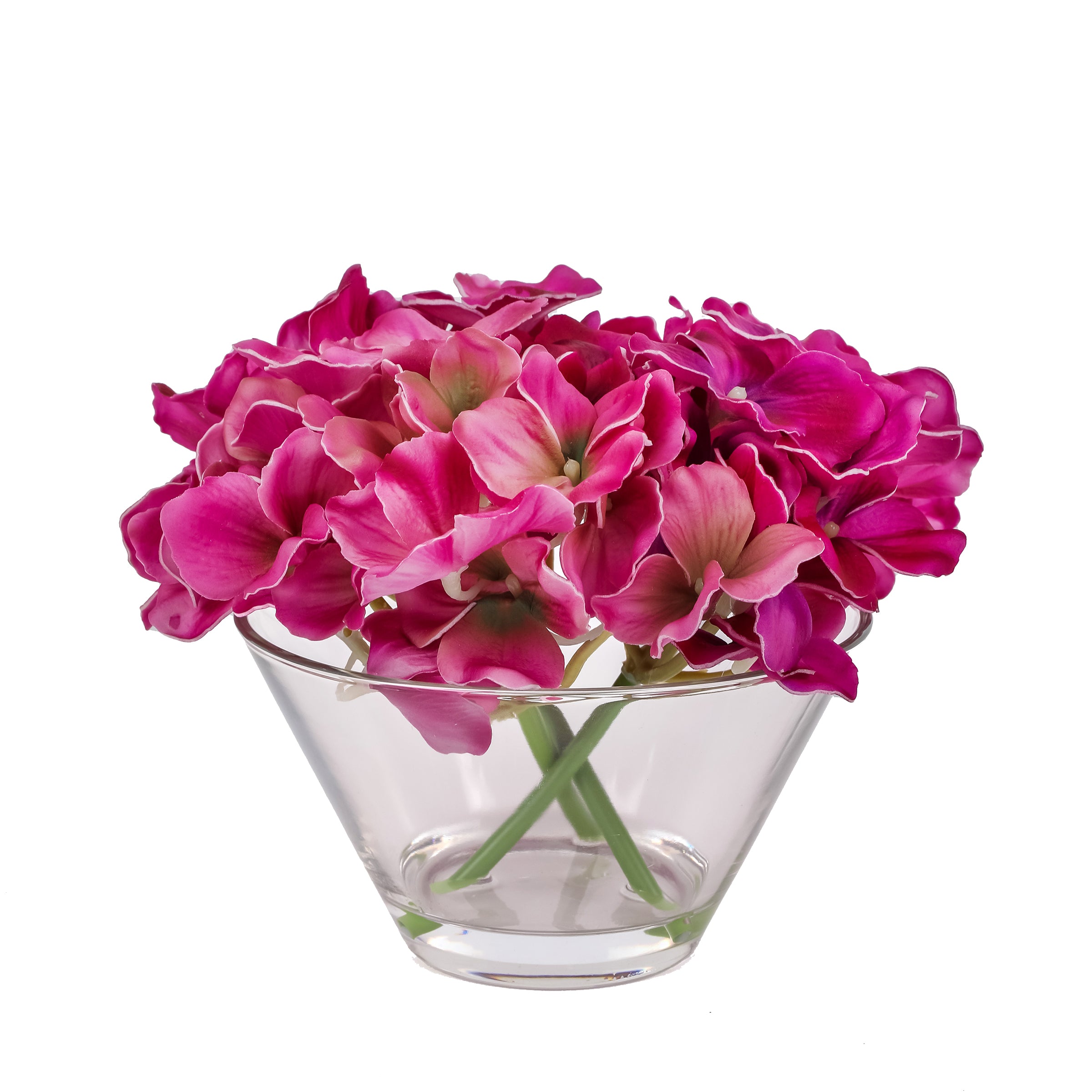 8 Inch Spring Dark Purple Hydrangea Bouquet in Glass Vase - Perfect for Home Decor, Wedding Centerpieces & Gift Giving