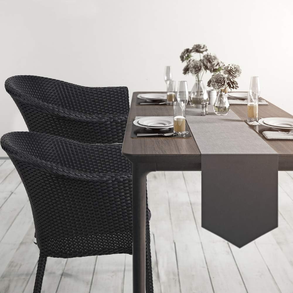 LUCKYERMORE Outdoor Wicker Dining Chairs with Soft Cushions - Stackable Rattan Plastic Armchairs for Patio, Garden, Lawn & Home Furniture (Black) | Perfect for Backyard BBQs, Poolside Lounging & Al Fresco Dining