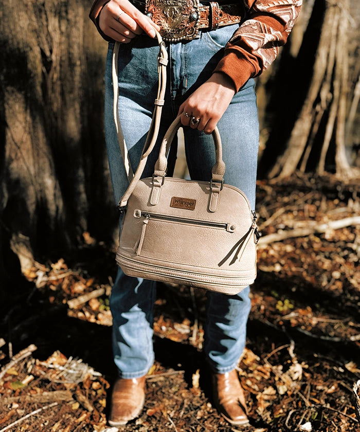 Wrangler Dome Satchel Crossbody Bag for Women & Men - Durable Leather Shoulder Bag - Perfect for Travel, Work & Everyday Use