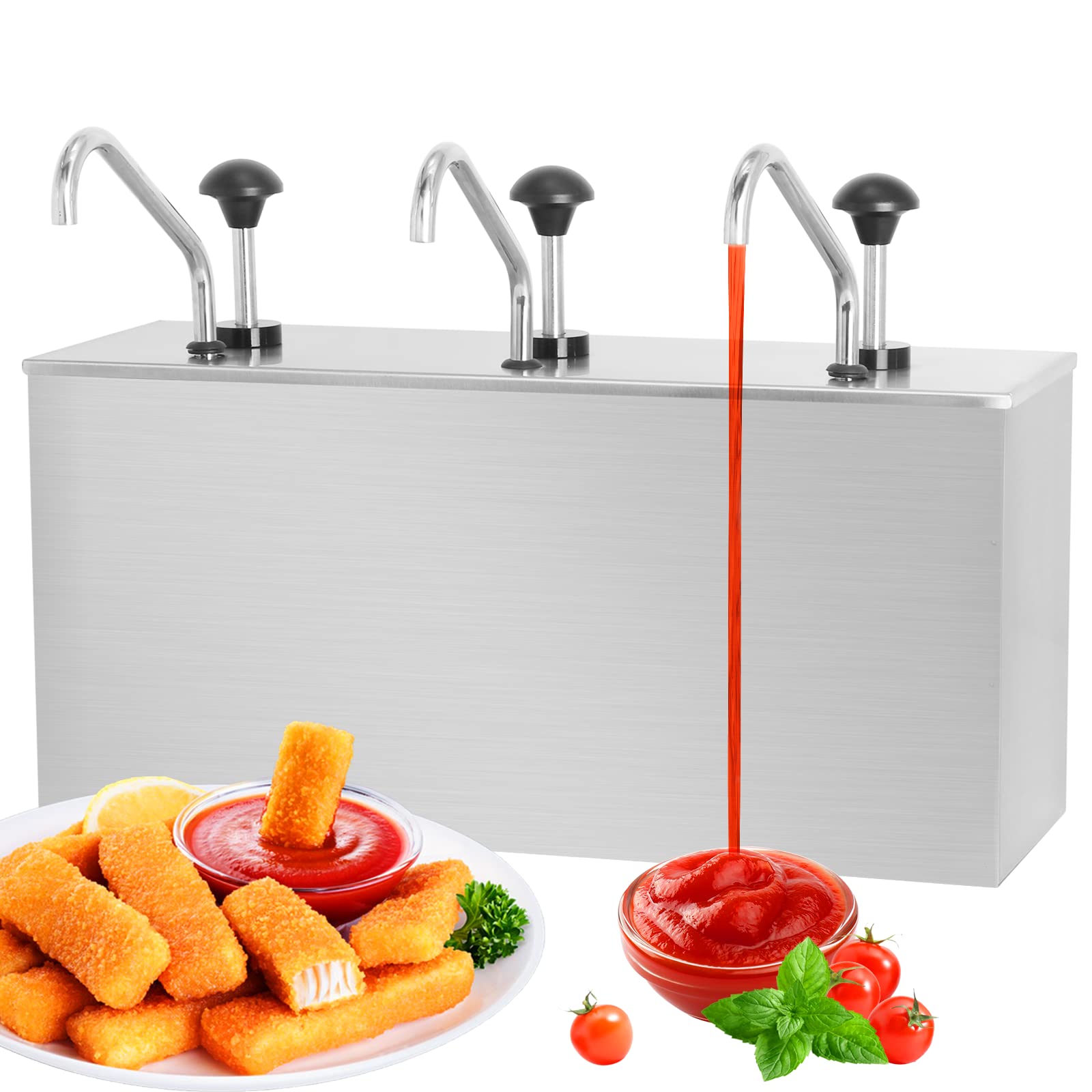 11 Quart Stainless Steel Commercial Sauce Dispenser Pump - Heavy Duty Condiment Pump Station for Ketchup, Syrup, Dressing & BBQ Sauce | Perfect for Restaurants, Catering & Food Service Businesses