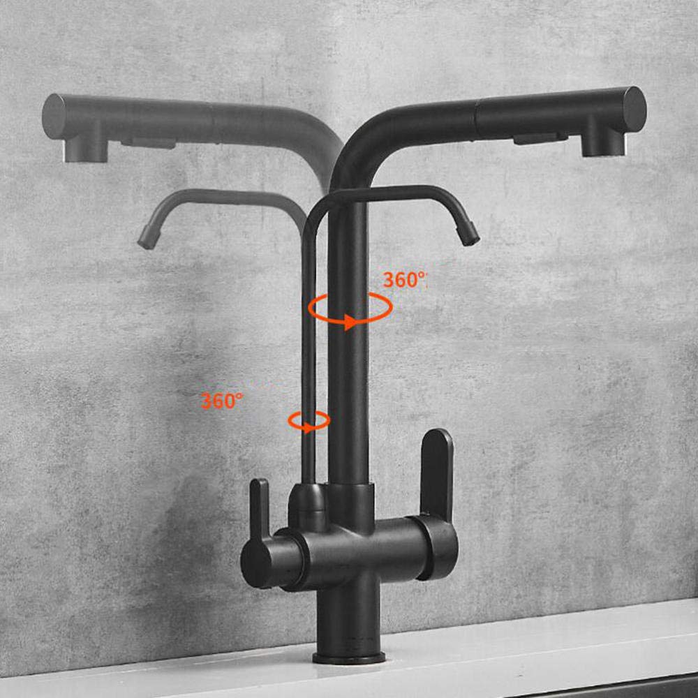 3-in-1 Pull Down Kitchen Faucet with Sprayer - Hot & Cold Water, 360° Rotation, 2 Spray Modes & Pure Water Dispenser for Direct Drinking - Perfect for Sink Installation & Modern Kitchen Upgrades