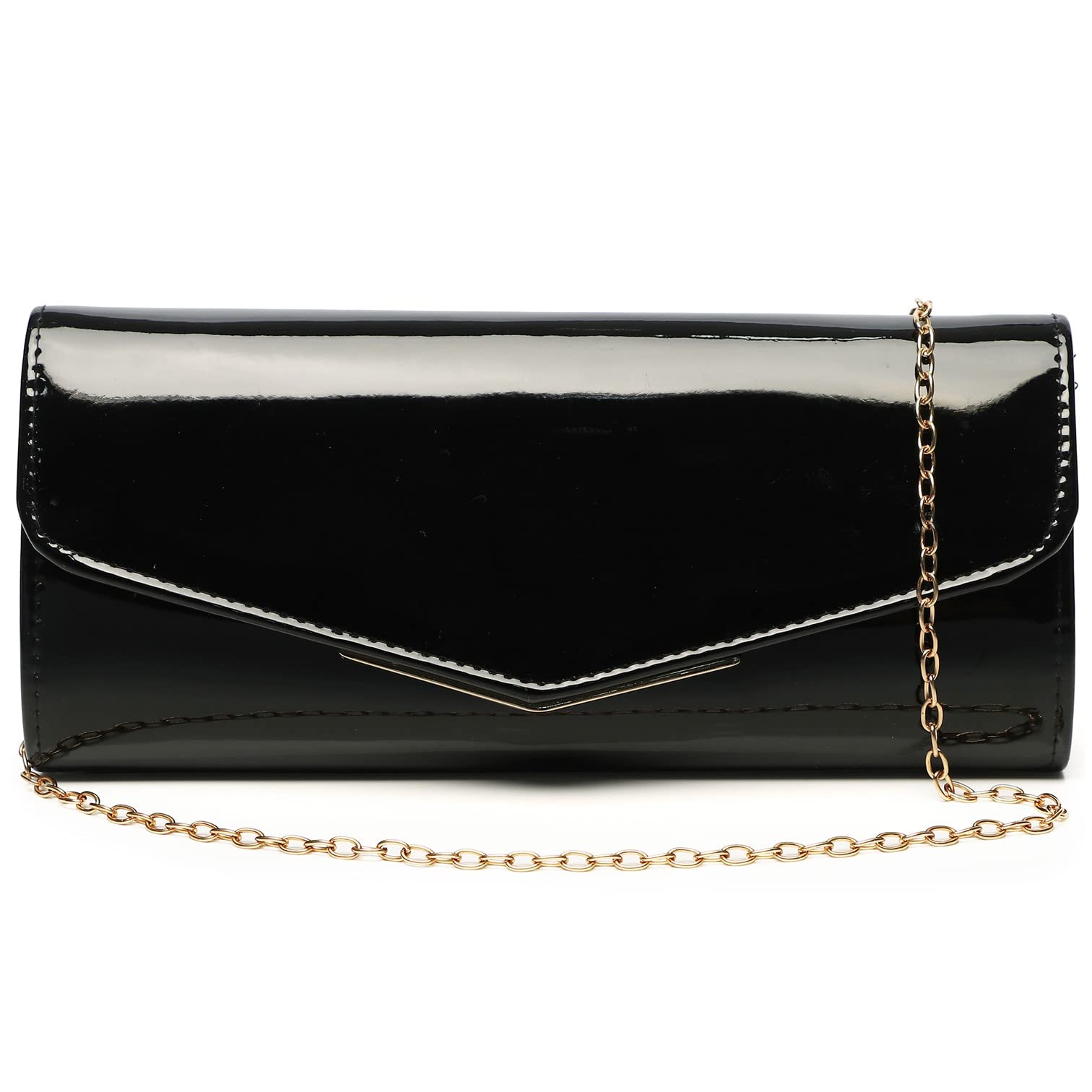 Elegant Nude Clutch Purse for Women - Red & Black Patent Leather Envelope Handbag | Perfect for Weddings, Parties, Travel & Gift Giving