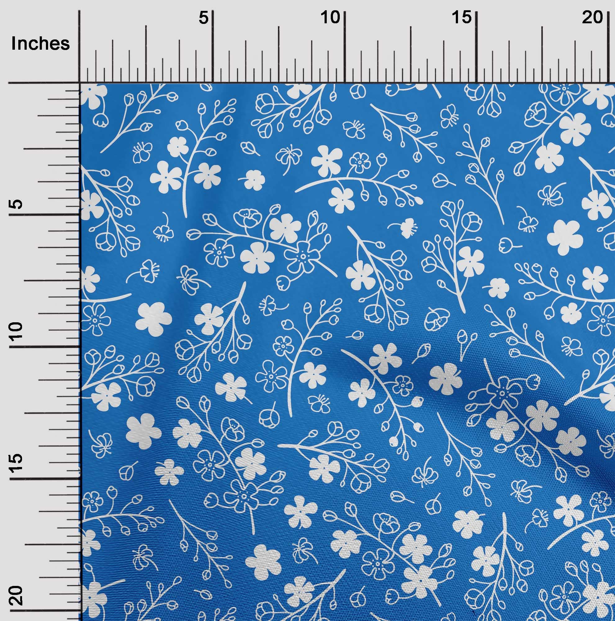 oneOone Viscose Jersey Blue Asian Floral Print Fabric - 60 Inch Wide Soft Knit Material for DIY Clothing, Dresses & Home Decor Sewing Projects - Premium Sewing Supplies by The Yard