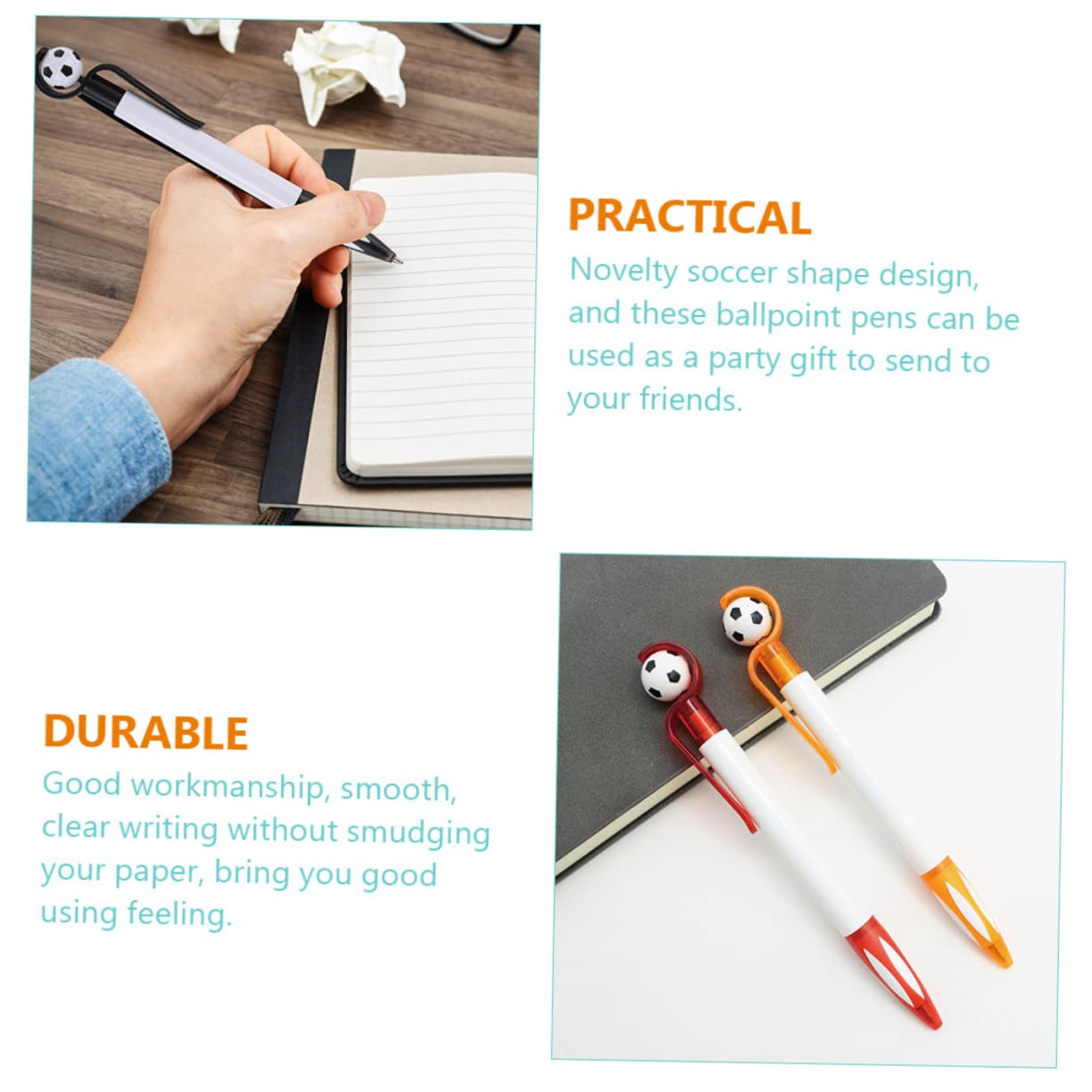 DIYEAH 45-Piece Football-Themed Retractable Ballpoint Pens - Fun Sports-Themed Writing Pens for School, Office & Gifts - Perfect for Football Fans, Students & Sports Decor