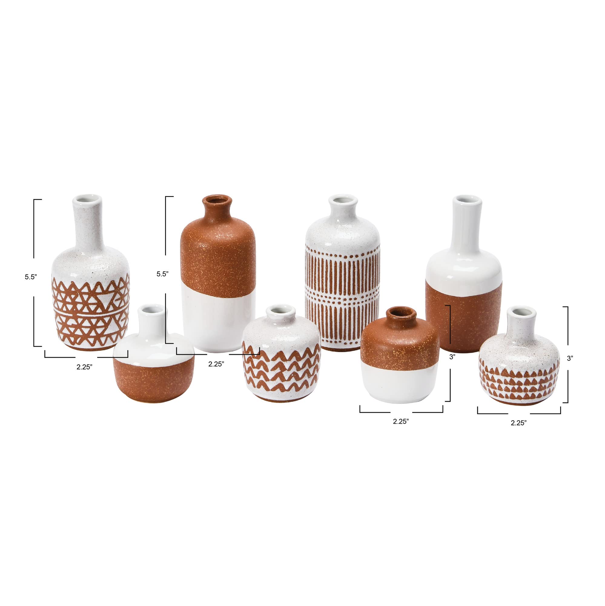 Main + Mesa Stoneware Vases Set of 8 - Handcrafted Ceramic Home Decor for Dining Table, Wedding Centerpiece & Farmhouse Decor