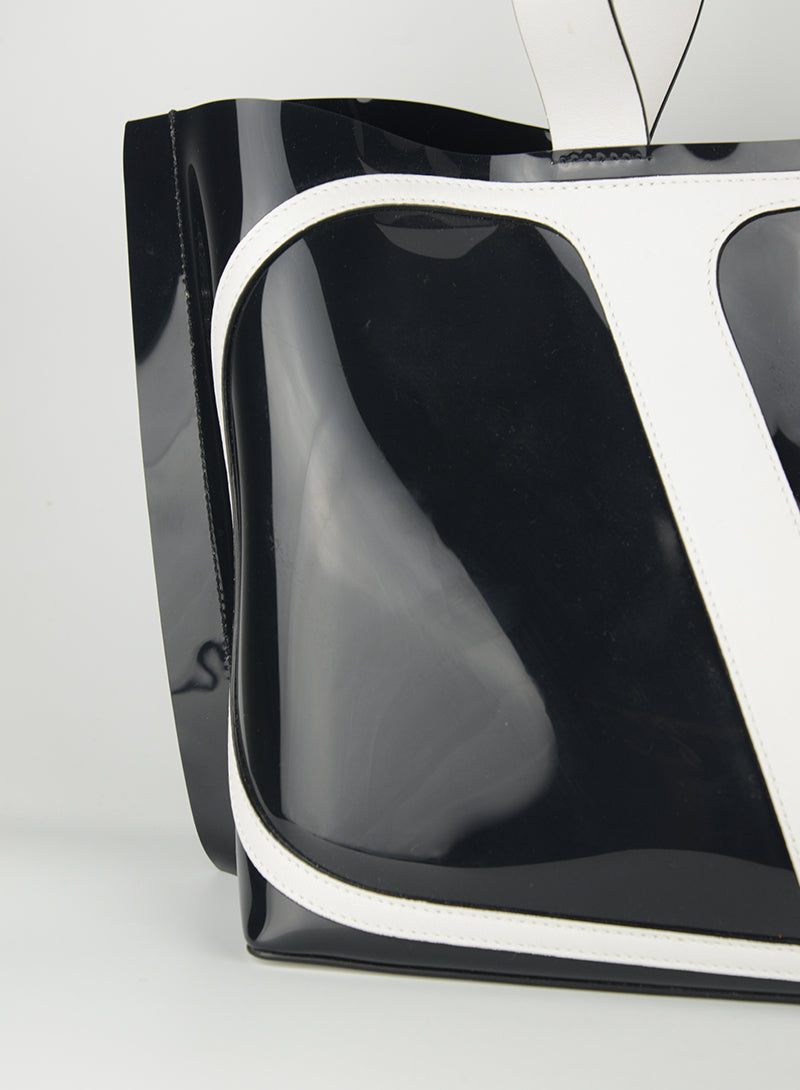 Valentino Black PVC Shopper Bag - Stylish & Durable Tote for Women | Perfect for Work, Travel & Everyday Use