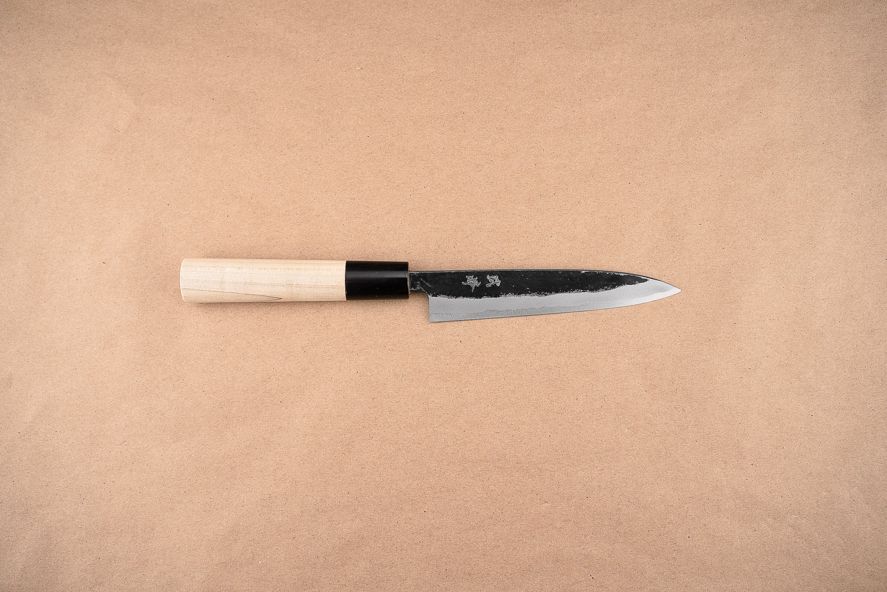 Takeo Murata AS Kurouchi Wa Petty Knife 135mm - Japanese Handcrafted Carbon Steel Kitchen Knife for Precision Slicing, Peeling & Garnishing - Perfect for Chefs, Home Cooks & Sushi Preparation