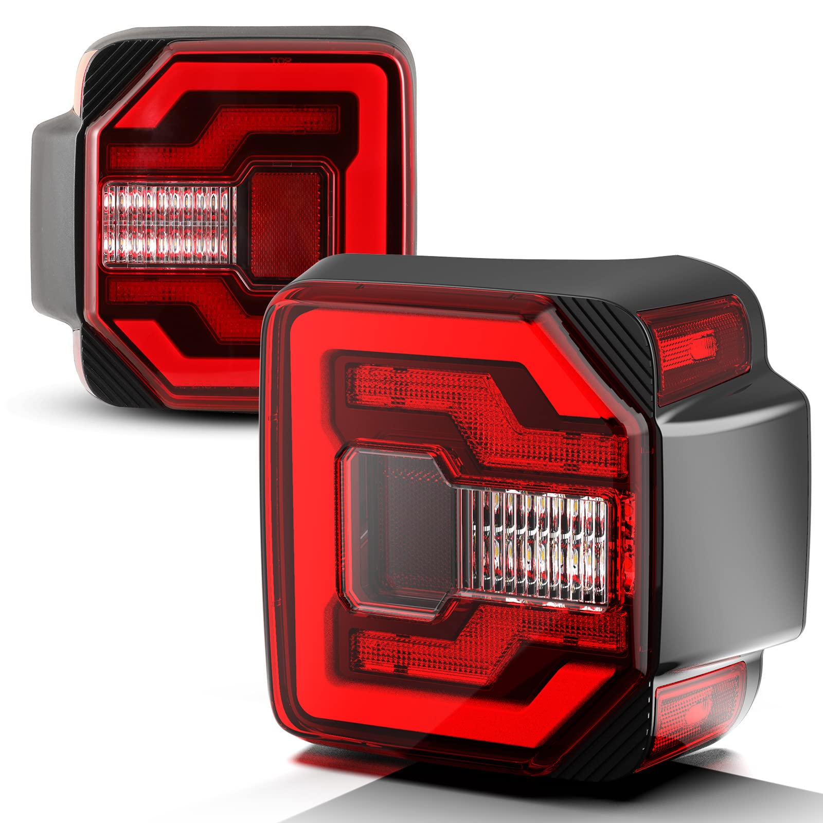 AUTOWIKI LED Tail Lights for 2018-2025 Jeep Wrangler JL & 2021-2025 Jeep Wrangler 4XE Plug-in - Black Housing Red Lens - Direct Replacement Rear Lamps Assembly (1 Pair) - Perfect for Off-Roading & Night Driving