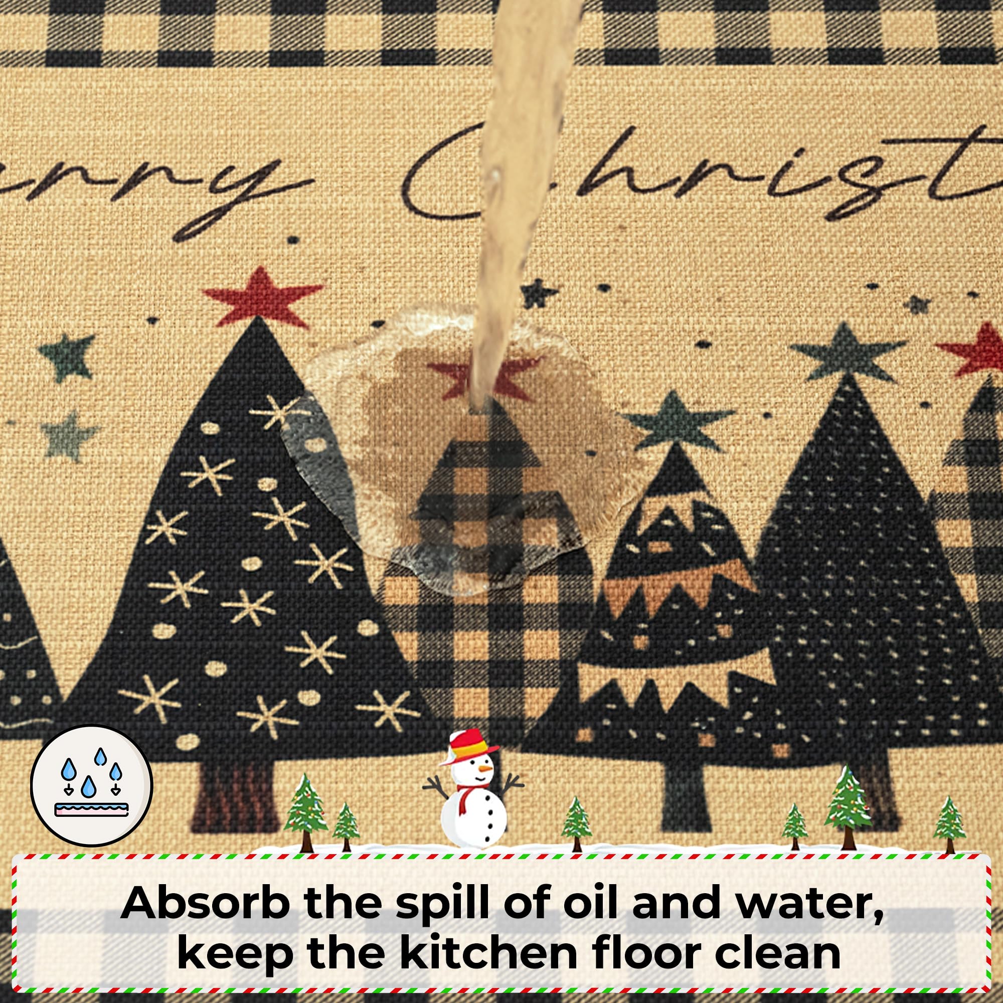 GRANNY SAYS Christmas Kitchen Rugs Set of 2 - Non-Slip Washable Floor Mats for Holiday Decor (17x30 & 17x47) - Farmhouse Style Christmas Tree Design - Perfect for Kitchen, Dining Room & Entryway Decorations