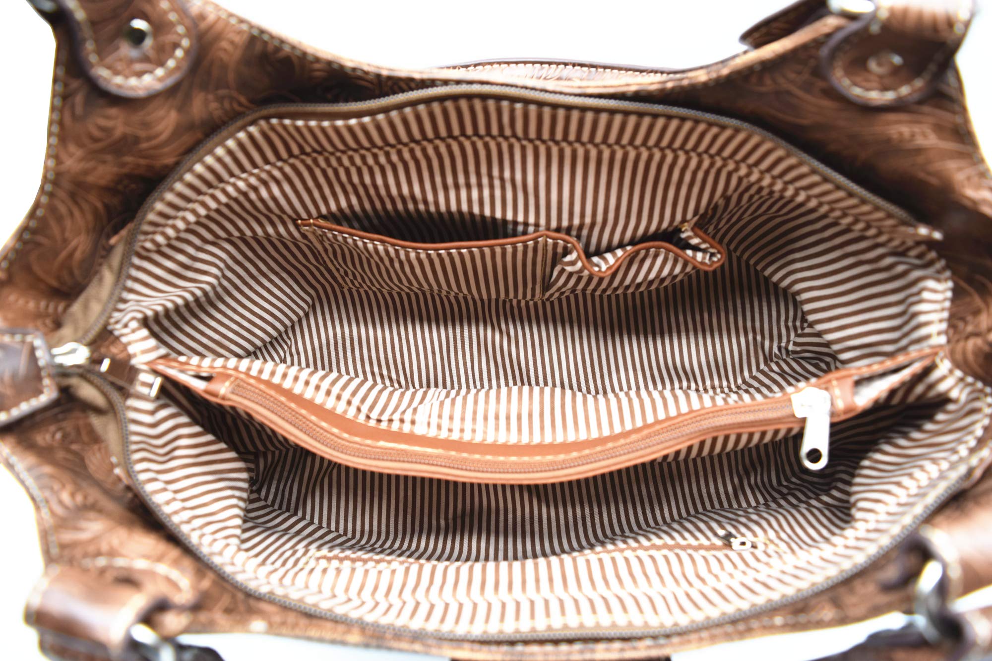 Western Style Berry Conchos Cowgirl Country Conceal Carry Crossbody Purse for Women - Leather Shoulder Bag with Wallet Set (Brown) - Perfect for Rodeo, Concerts & Everyday Use
